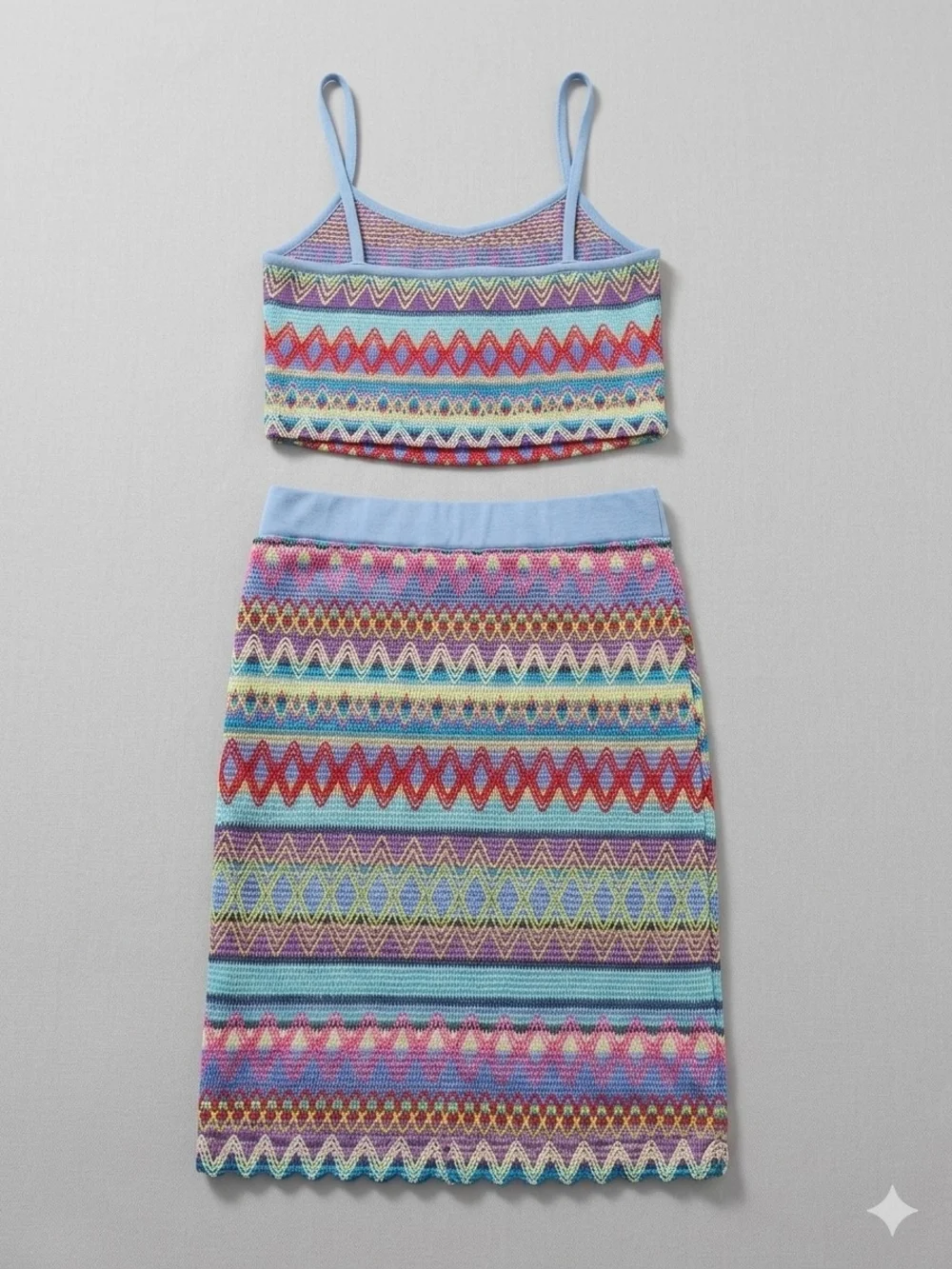 Knit Tank Top & Skirt Set - Multicolor